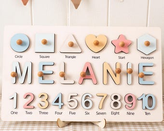 Rompecabezas personalizado con nombre de bebé, hecho a mano, regalo para niña, regalo para niño, juguetes de madera personalizados para bebé, decoración de guardería, regalo de Navidad.