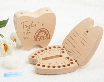 Boîte personnalisable fée des dents, boîte à dent de bébé personnalisée, boîte souvenir en bois fée des dents, cadeau d'anniversaire pour tout-petit, cadeau nouveau-né, porte-dents