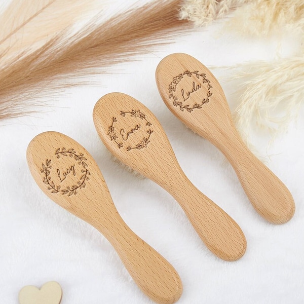 Brosse à cheveux personnalisée avec nom de bébé, tout-petit, cadeau de baby shower, cadeau souvenir de bébé, cadeau bébé fille garçon, cadeau nouveau parent, nouveau-né