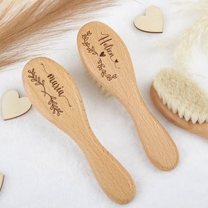 Custom Engraved Wooden Baby Hairbrush, Soft Bristles Hairbrush, Baby Shower Gift, Baby Keepsake Gift, Baby Girls Boys Gift, New Parents Gift