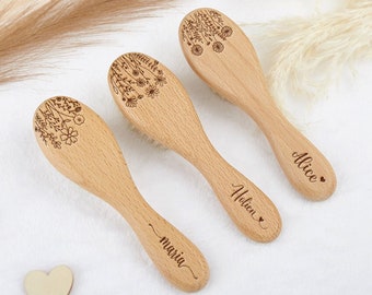 Brosse à cheveux personnalisée pour bébé, nom gravé en brosse pour bébé, souvenir de naissance de bébé, cadeau de baby shower, cadeau de nouveau-né, cadeau pour nouvelle maman, cadeau d'anniversaire de bébé