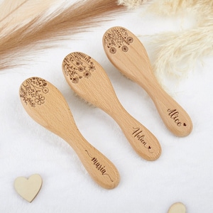 パーソナライズされたベビーヘアブラシ、名前が刻まれたベビーブラシ、赤ちゃんの誕生記念品、ベビーシャワーギフト、新生児ギフト、新米ママへのギフト、赤ちゃんの誕生日ギフト