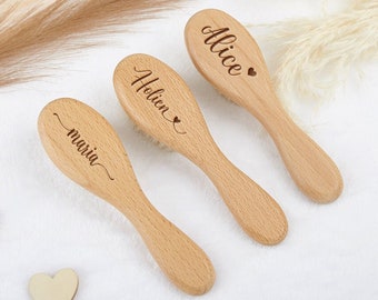 Personalized Baby Name Hair Brush for Newborn,Baby Shower Gift,Custom Wood Brush,Keepsake for Girl or Boy,Baby Birthday Gift,Gift for Her