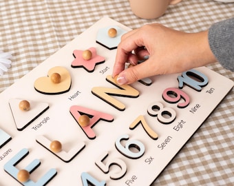 Personalized Baby Busy Board, Handmade Baby Name Puzzle, Baby Girl Boy First Birthday Gift, Baby Sensory Toys, Nursery Decor, Christmas Gift