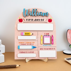 Cartello personalizzato per il primo giorno di scuola, cartello per il ritorno a scuola, cartello per il primo giorno di scuola materna, cartello per il primo e l'ultimo giorno di scuola (accessorio fotografico) immagine 3