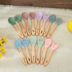 Silicone Baby Spoon and Fork Set: Toddler Feeding Utensils