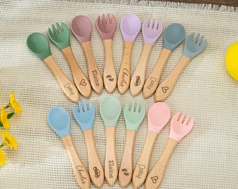 Silicone Baby Spoon and Fork Set: Toddler Feeding Utensils