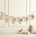 Custom Yarn Letter Kids Room Garland, Baby Name Canvas Banner, Baby Name Bunting, Personalized Nursery Wall Decor, Baby Shower Name Gift product logo