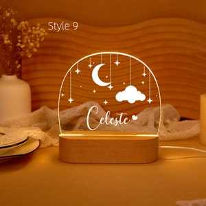 Veilleuse lune et étoile personnalisée bébé, veilleuse nuages personnalisée avec nom, veilleuse de chambre de bébé, cadeau nouveau-né, cadeaux de Noël image 2