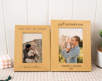 First Father's Day Photo Frame, Engraved Wooden Photo Frame, New Dad Gift, Best Dad Ever, First Time Dad Picture Frame, Gift for Husband
