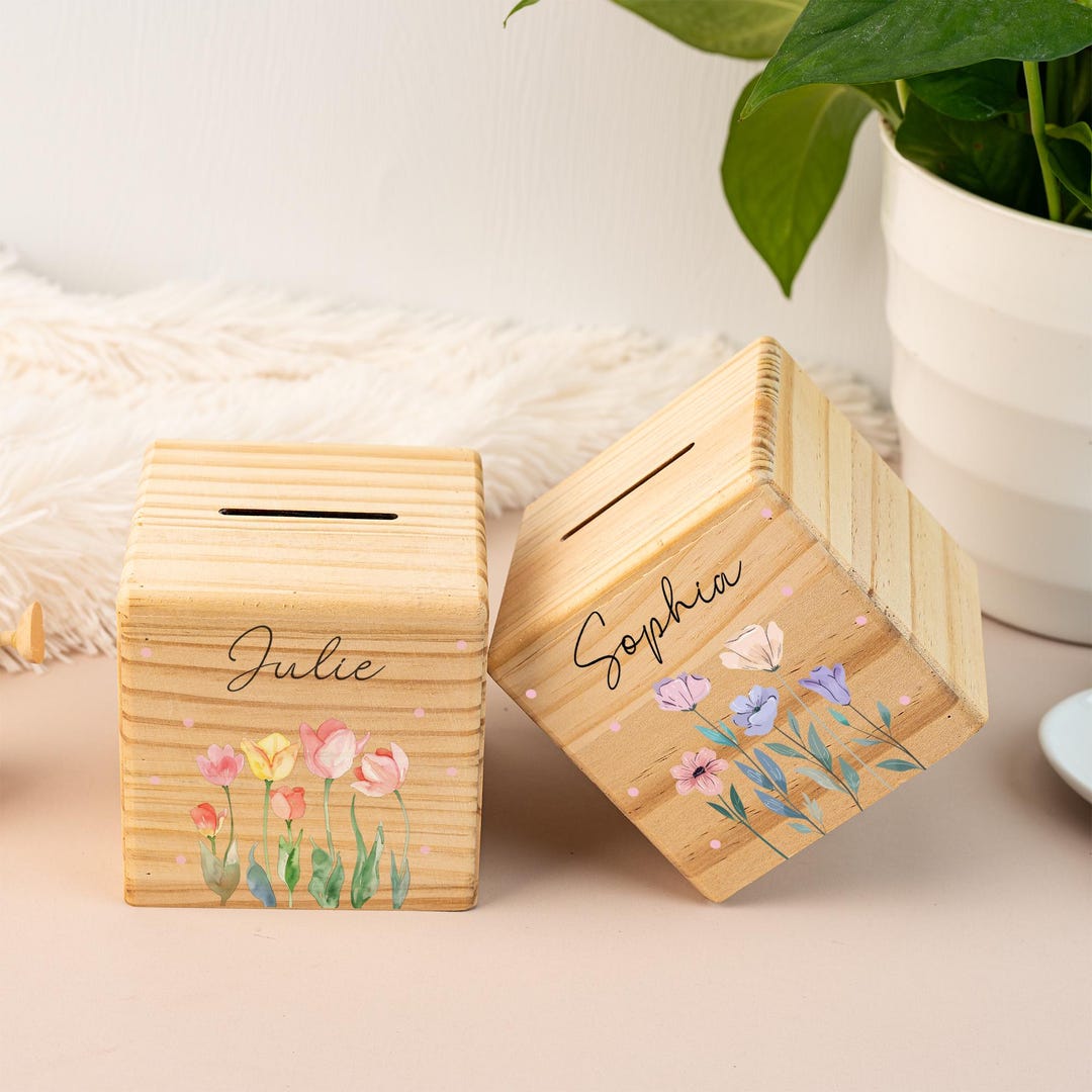 Wildflower Piggy Bank, Custom Coin Bank, Girls Birthday Gift ...