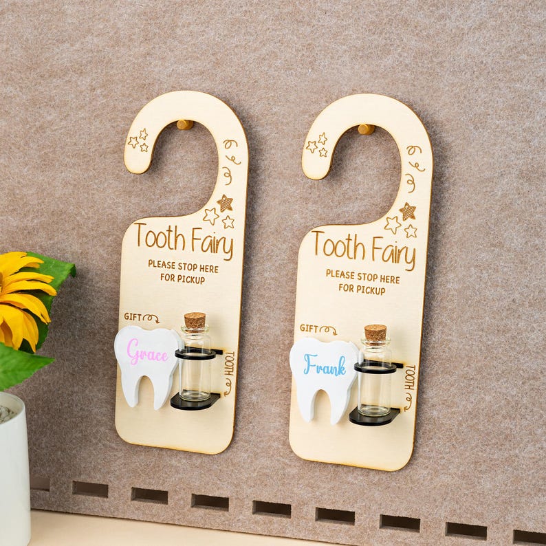Personalized Tooth Fairy Door Hanger: Wooden Tooth Collector - Etsy