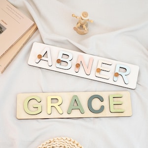 Custom Wooden Name Puzzle: Montessori Toy, Nursery Decor
