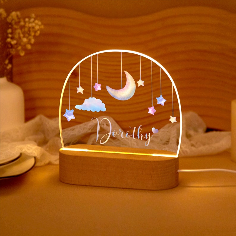 Personalized Moon Nightlight,Custom Night Light With Name, Star Night Light,Children Child Bedroom,Newborn Gift,Mom Gifts,Personalized Gifts image 2