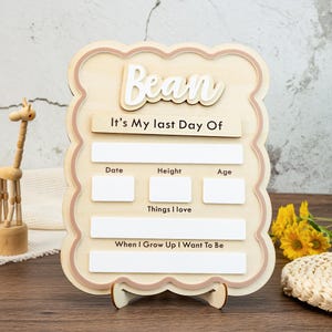Letrero personalizado para el primer día de clases, letrero para la vuelta al cole, letrero para el primer día de clases de jardín de infantes, accesorio fotográfico para el primer y último día de clases.