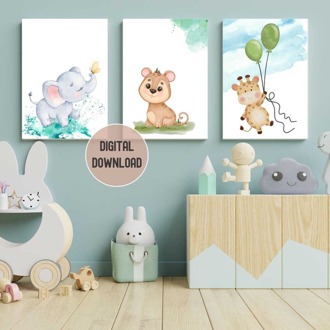Printable Set of 3 Nursery Wall Art Prints, Digital Nursery Print,kids ...