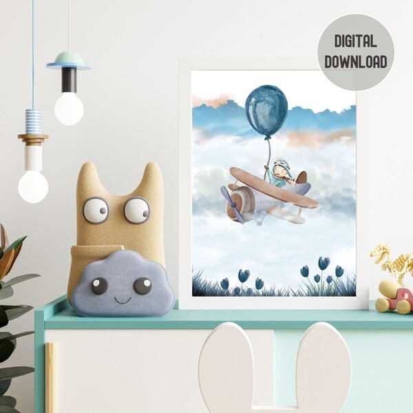 Kidsroom Digital Wall Decor, Friendship and Animal Love Wall Art, Book Cover Illustration Digital Print, Storybook Cover,