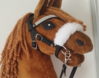 Snaffle Bridle +reins for Hobby Horse black +fur hh bestseller