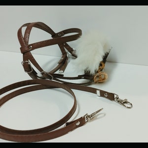 Hobby Horse bridle, Reins +Removable soft fur brown hobbyhorse for hh