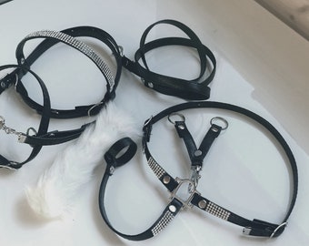 4in1 Breastplate, bridle reins for Hobby Horse BLACK diamonts hh for hobbyhorse