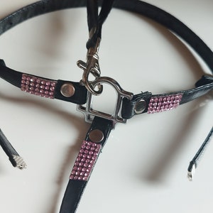 Breastplate for Hobby horse black pink diamonds