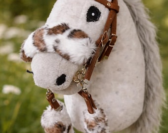Brida de filete + riendas para Hobby Horse marrón + piel pantera hh nuevo