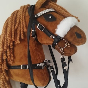 4in1 Vorderzeug, Zaumzeug Zügel für Hobby Horse SCHWARZ Diamanten hh für Hobby Horse Bestseller