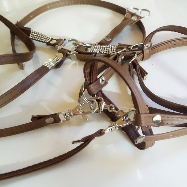 4in1 Breastplate, bridle reins for Hobby Horse brown