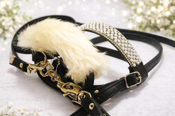 Adjustable Hobby Horse Bridle + Reins – Black Faux Leather Tack Set for A3 A4 A5 – Handmade Gift for Hobby Horsing Rider