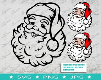 Vintage Santa Svg, Santa Svg, Santa Face Svg, Santa Claus Face Svg, Father Christmas Svg, Santa Claus Svg, Santa Head Svg, Christmas Svg