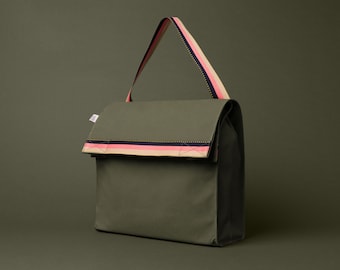 Chic and feminine bicycle bag - Citadelle Khaki and Pink