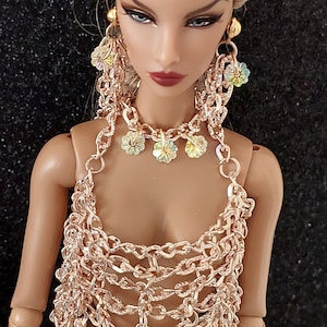 1:6 scale doll. Bustier earings necklace  for integrity toys. İntegrity toys jewelry. Jewelry for ba