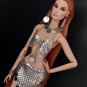 1:6 scale doll bustier skirt  earrings necklaace bracelet  for integrity toys. İntegrity toys jewelry. Jewelry for ba