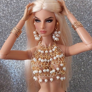 1:6 scale doll  bustier earrings for integrity toys. İntegrity toys jewelry. Jewelry for ba