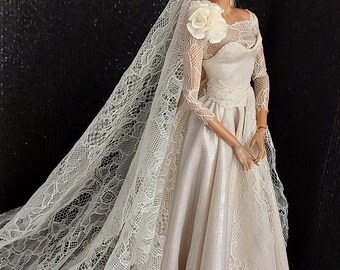 1:6 Scale Doll Bridal Gown Earrings for Integrity Toys