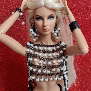1:6 scale doll  bustier earing   bracelet for integrity toys. İntegrity toys jewelry. Jewelry for barbie