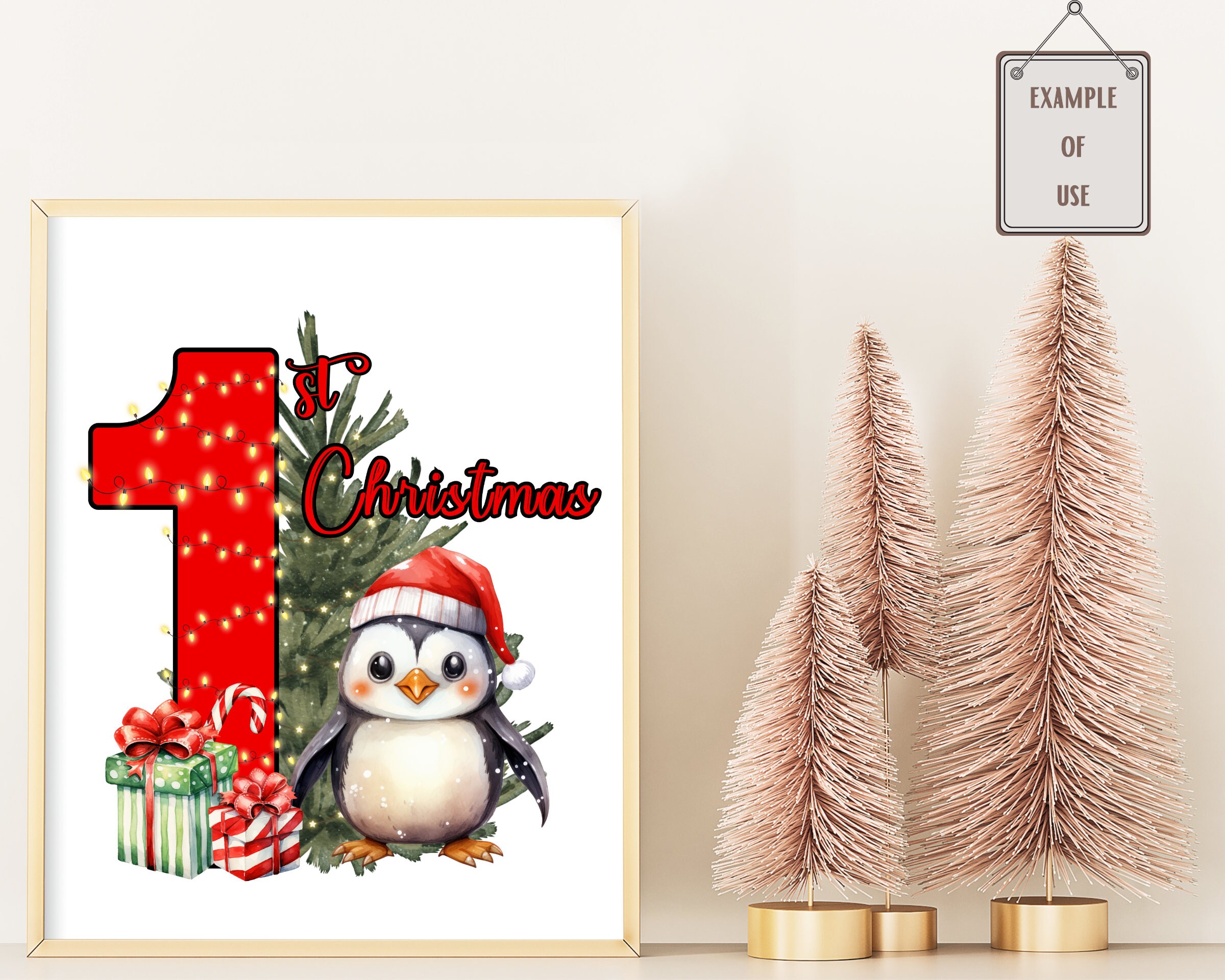 Red My First Christmas Penguin Png/ Baby's 1st Christmas Tree Design ...