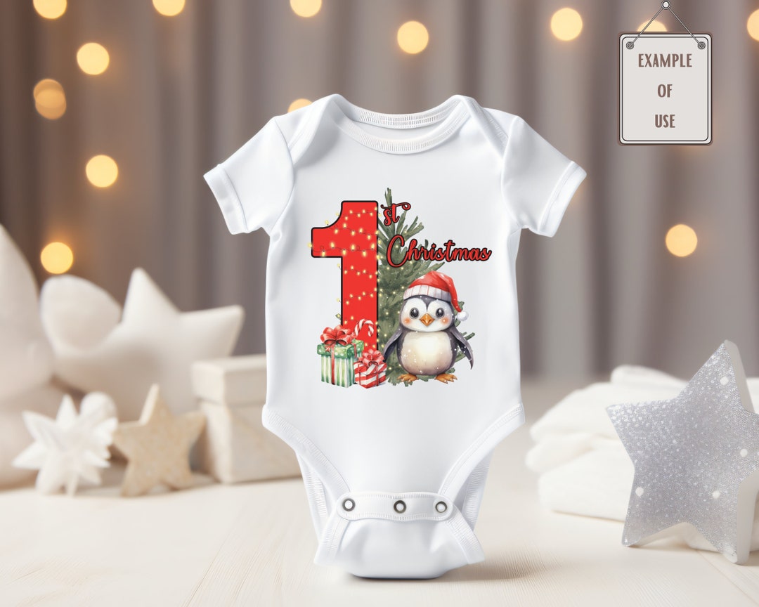 Red My First Christmas Penguin Png/ Baby's 1st Christmas Tree Design ...