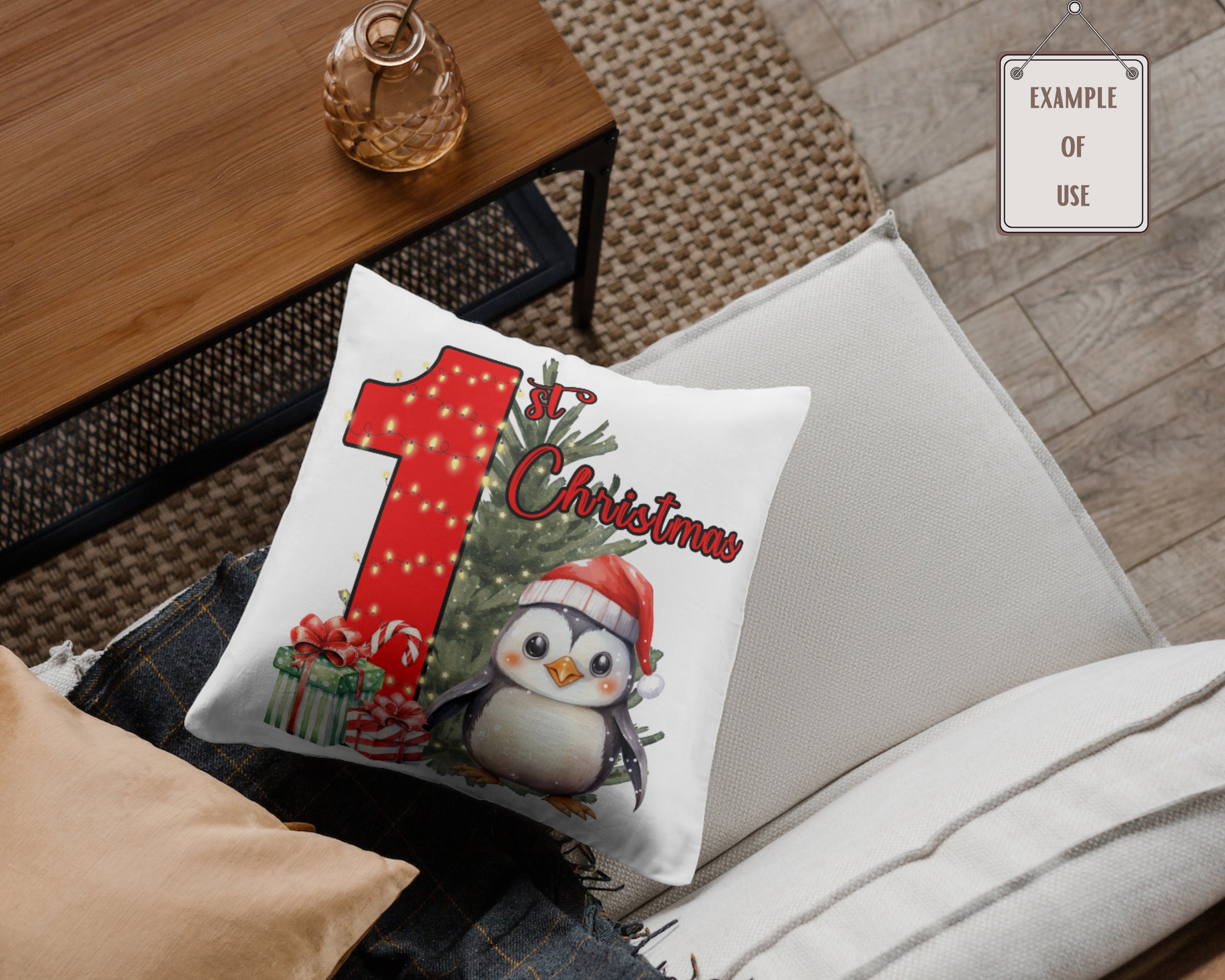 Red My First Christmas Penguin Png/ Baby's 1st Christmas Tree Design ...