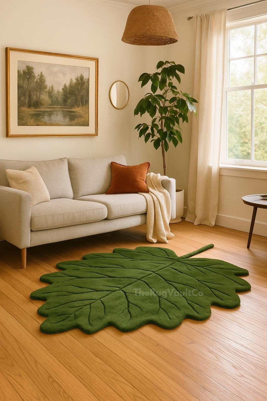 Leavy Rug Green Leaf Shaped Rug – Nature Inspired Soft Wool Carpet - Etsy