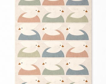 Cute Bird Pattern Hand Tufted Rug – Soft Pastel Modern Wool Carpet for Kids Room, Nursery & Playful Home Decor