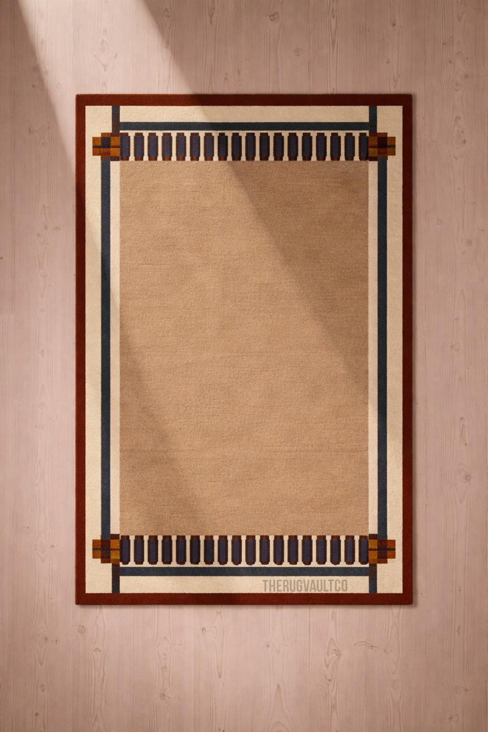 Deco Border Rugs Hand Tufted Wool Rug | Modern Art Deco Beige Border Carpet - Etsy