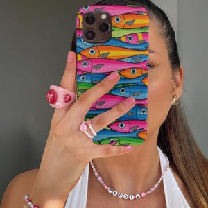 Fish Magnetic Phone Cases, Colorful Sardine Animal Gift, Underwater Sea Wildlife Accessories, Magsafe iPhone Cover 16 15 14 13, Sea Life