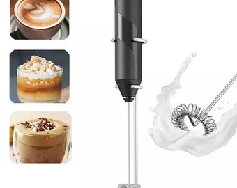 electric milk frother portable handheld for almond milk hot chocolate Nespresso matcha steamer protein mixer coffee with stand.
