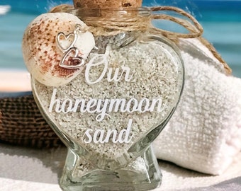 Honeymoon sand. wedding sand. With a unique technique,Crystal resin finish. Not a sticker. Please See item details. Wedding gift.