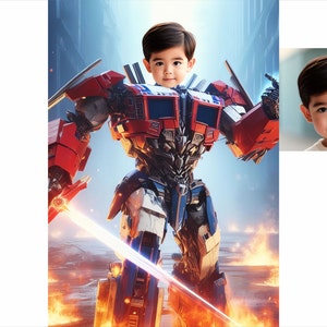 Portrait Optimus Prime, photo Optimus Prime personnalisée, portrait Transformers personnalisé, caricature Transformers, dessin Optimus Prime