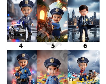 Custom Police Portrait: Personalized Kid's Photo Gift (Digital Product)