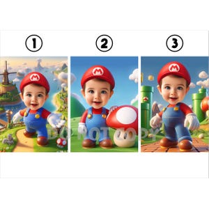 Portrait Super Mario, photo Mario personnalisée, portrait Mario pour enfants, caricature Super Mario, dessin Mario Bros, affiche de Mario, Mario personnalisé