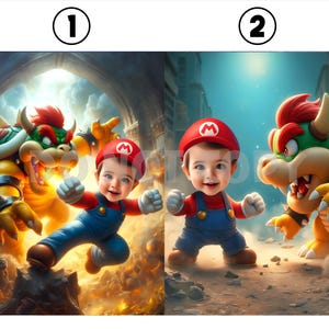 Portrait Super Mario, Poster Mario Bowser, Portrait Mario personnalisé, Caricature de Mario, Dessin Mario Bros, Poster Mario, Mario personnalisé