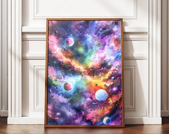 Stampa artistica Nebulosa Cosmica – Galassia astratta, Pianeti spaziali (Download digitale)